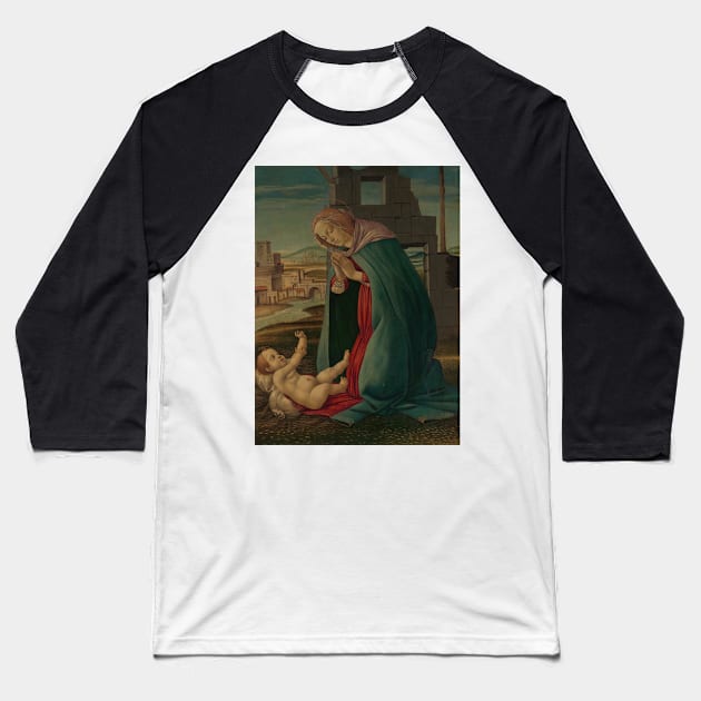 The Nativity by Workshop of Botticelli. Baseball T-Shirt by Classic Art Stall